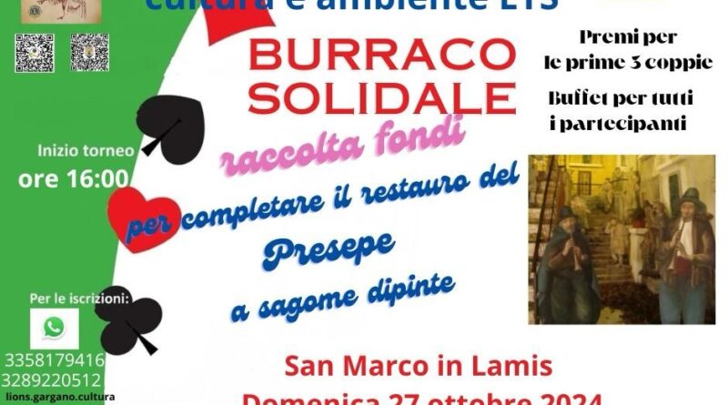 Burraco e raccolta fondi per il restauro del “Presepe a sagome dipinte”